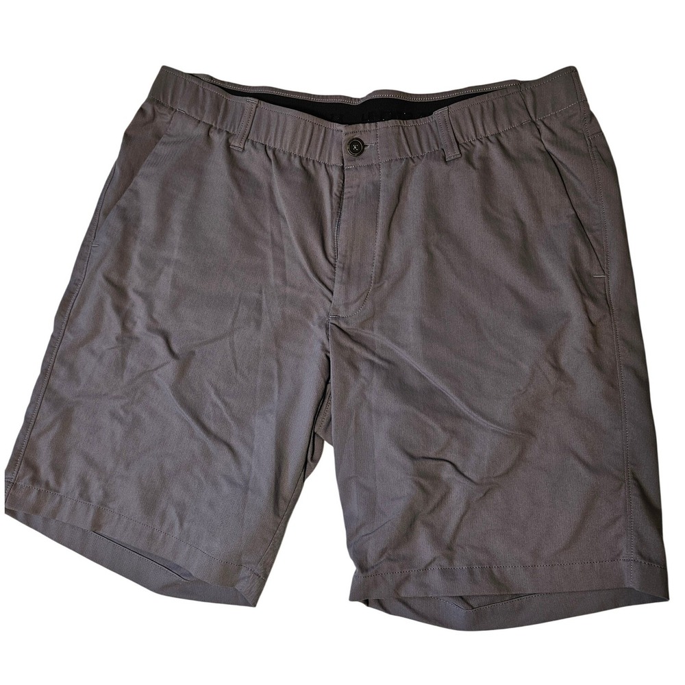 Under Armour Mens HeatGear Gray Herringbone Golf Shorts Size 38 Stretch Waist